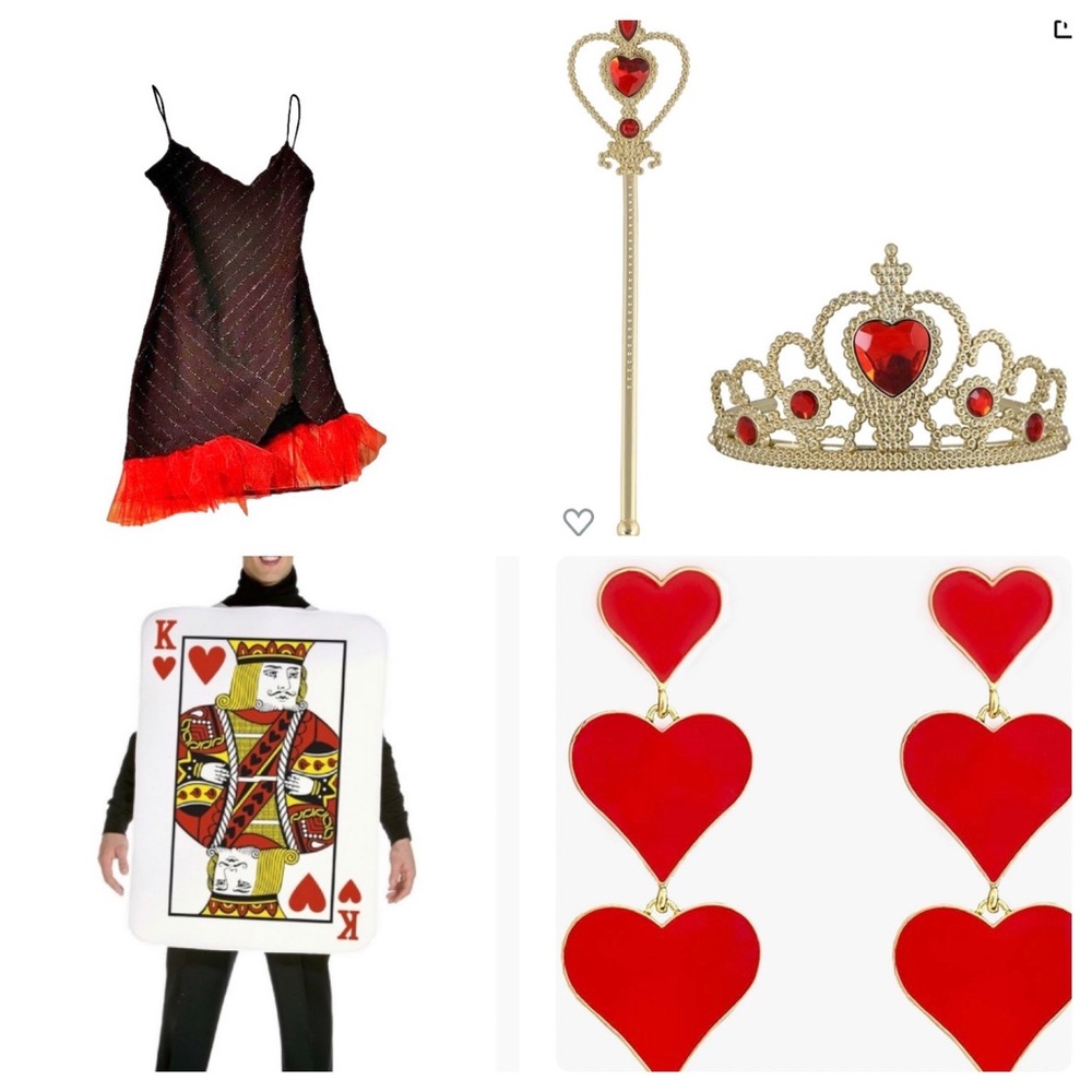 Adult Couples Halloween Costume ❤️ King & Queen of Hearts S/M,  (Men’s Regular)
